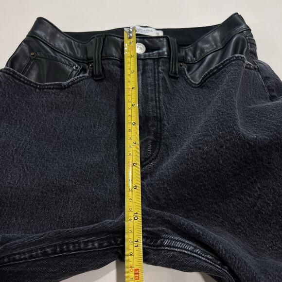Abercrombie & Fitch Jeans The '90s Relaxed Leather Mix Black 26/2S Curve Love - Picture 9 of 10